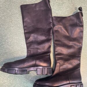 Free People Brooks Tall Black Chunky Knee-high Boots size 40